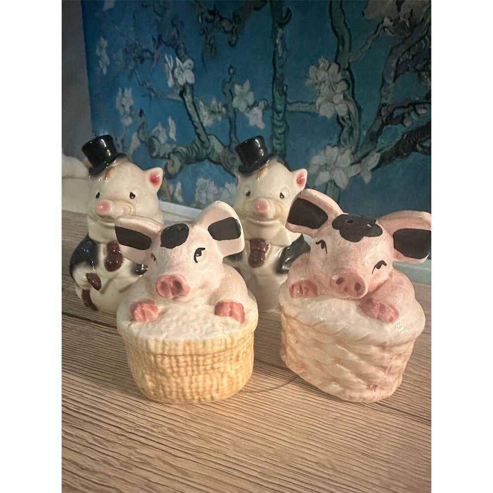 Vintage Shawnee Pottery Pink Pig Salt & Pepper Shakers Set of 2